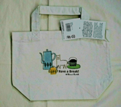 Japan Shinzi Katoh Mini Cotton Canvas Lunch Tote Bag 12X8X4&quot; Have A Break Coffee - £7.12 GBP