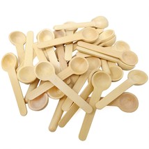 30Pcs Mini Wooden Salt Spoons Small Condiments Spoons Tasting Spoons For... - £14.85 GBP
