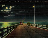 1952 Vintage Linen Postcard - Midnight Over Gandy Bridge - Tampa Bay Flo... - $19.75