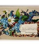 Antique Victorian 1880s Invitation Business Card Floral 3.75 x 2.5 - $36.23 CAD