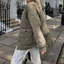 Casual ArmyGreen Loose Cotton Zipper Jacket - £27.06 GBP
