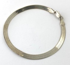 Sterling Silver Italian Herringbone Chain Bracelet 7&quot; - $266.59 MXN