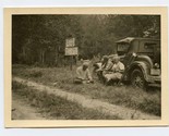 Roadside Rest Stop on Car Running Board Photo 1930&#39;s Crutches Leaning on... - $17.82