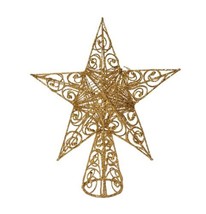 Christmas Tree Topper 12” Tall Gold Glitter Filigree Metal Wire Scrolls Mint - £14.34 GBP