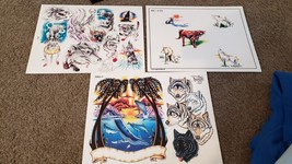 LOT o 3 Official Tattoo Flash Sheet Sacred Wolf Brothers Dolphin Color 511 KC176 - £30.36 GBP