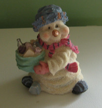 Snowman holding gift sack stands 5 1/2&quot; tall - £7.46 GBP