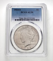 1924-S $1 Peace Dollar Graded By PCGS As AU58 Gorgeous Coin! - £212.85 GBP