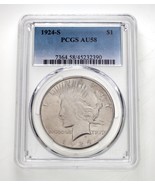 1924-S $1 Peace Dollar Graded By PCGS As AU58 Gorgeous Coin! - $272.25