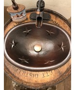 19&quot; Oval  Copper Drop in Bathroom Sink with Texas STAR Design, Drain Inc... - $199.95