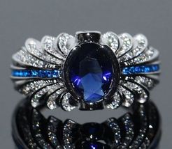 Blue Sapphire Bird Wings Wedding Ring, Bird Jewellery, Exclusive Designe... - £236.25 GBP