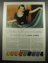 1933 Chatham Blankets Ad - Lily Pons - Chatham colors are so beautiful - £14.50 GBP