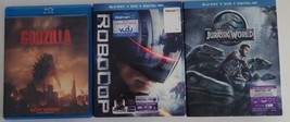 Blu-Ray + DVD -  Family Action -  Lot of 3  - Godzilla, Robocop, Jurassic World - £7.18 GBP