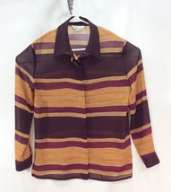 Blouse Shirt Size 10 Polyester Stripe Maroon Orange Long Sleeve Bianca N... - £11.83 GBP