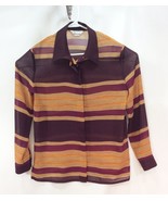 Blouse Shirt Size 10 Polyester Stripe Maroon Orange Long Sleeve Bianca N... - £11.69 GBP