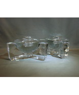 Pair of Thick Crystal Footed Taper Candle Holders - £17.58 GBP