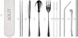 10 Pc. Travel Flatware Set SILVER Stainless Steel Portable Cutlery Set With Case image 6