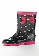 Henry Ferrera K-Poco Girls Black/Pink Polka Dot Slip On Rain Boots - $23.80