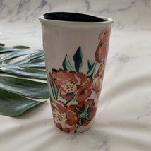 Starbucks 2015 Ceramic Travel Tumbler Mug Pink Peony Poppy Floral Dot Collection - £18.19 GBP