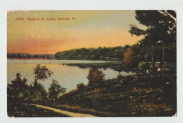 Sunset On Lake, Zurich, Illinois Vintage Postcard 1915 - £0.77 GBP