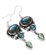 925 Sterling Silver Labradorite Gemstone Boho Designer Earring - $36.62 CAD