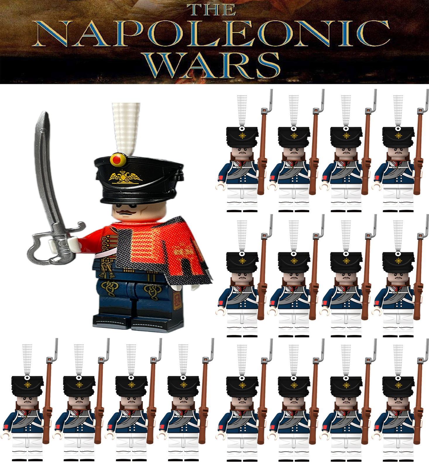 21pcs Napoleonic Total Wars Officers & Prussian Guard Grendiers Minifigure Toys