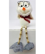 Christmas Chick With Wire Glasses Doll Table Top 13&quot; Figurine Dangling Legs - £23.21 GBP