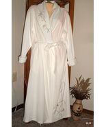 RARE JASMINE ROSE Off White Velour Hollywood Drape Back Long Wrap Robe Sz L - €43,88 EUR