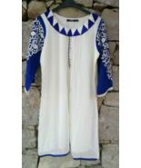 Indian Kurta Top for Women Readymade Embroidered Pakistani Ethnic Blue L... - £12.19 GBP