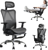 Mesh Office Chair Gaming Chair, Adjustable Lumbar Support, Retractable Footrest, - £240.69 GBP