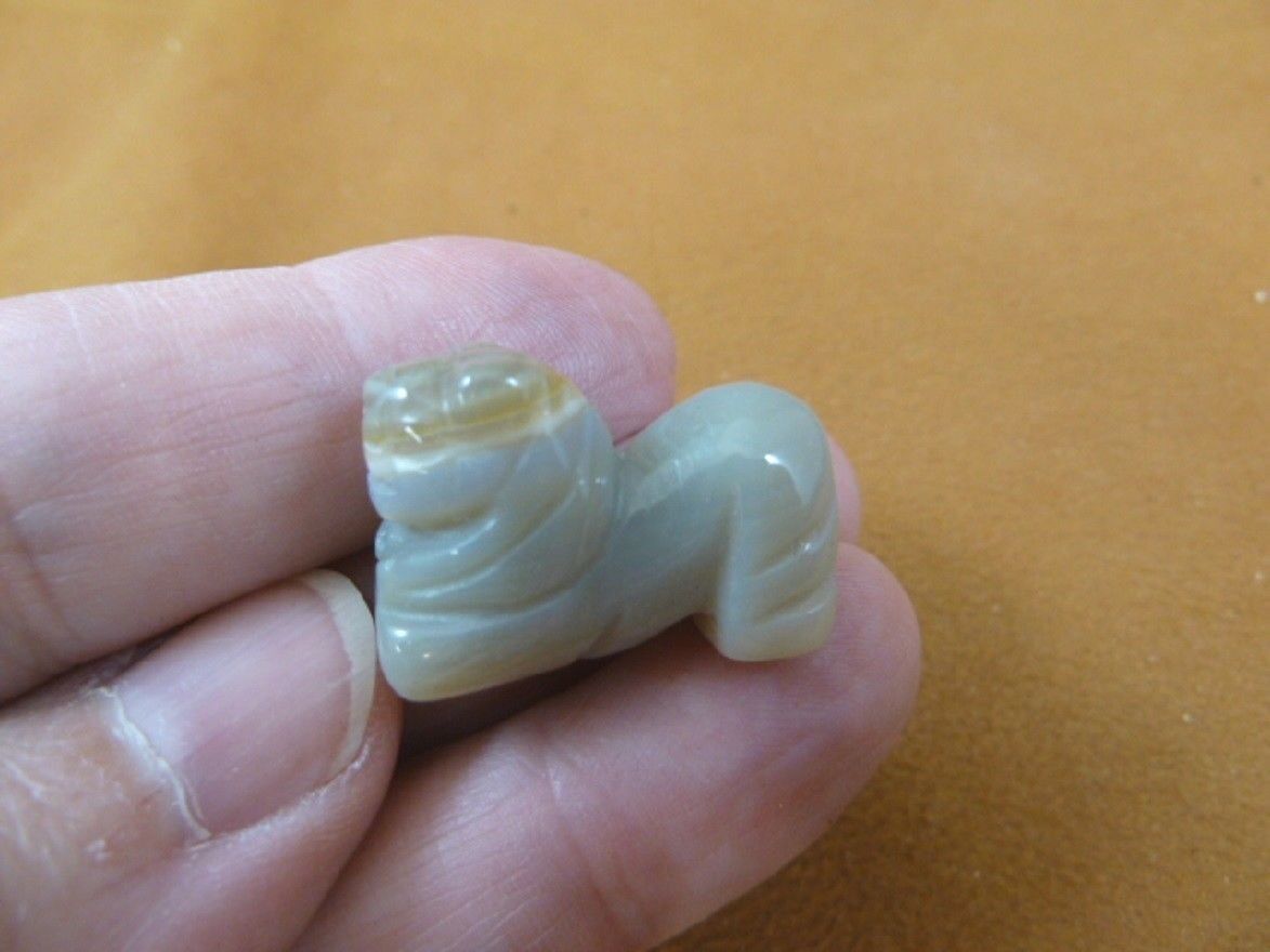 (Y-LIO-508) 1&quot; Brown tan Agate LION gemstone wild big cat STONE carving ... - $8.59