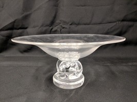 VINTAGE STEUBEN CRYSTAL GLASS COMPOTE DISH SCROLL FOOT PEDESTAL BASE SIGNED - £86.74 GBP