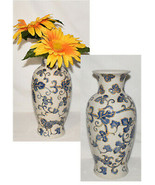Vtg Formalities Baum Bros Vase 11&quot; Blue Gold Crackle Glaze Porcelain Flo... - £30.56 GBP