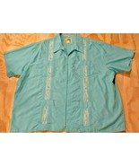 Genuine Haband Guayabera Teal Cuban SS 4XXL Embroidered Wedding Beach - $22.84 CAD