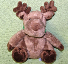 Bath Body Works Christmas Moose Reindeer Brown Plush Green Collar 9" Teddy Toy - $10.80