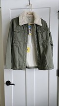 NEW Hang Ten Women&#39;s Utility Fleece lined Jacket Plush Collar Olive Size S - £23.32 GBP