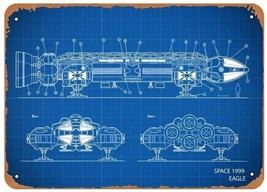Space 1999 &quot;Eagle&quot; Spaceship Blueprint 8x12&quot; Metal Wall Decor Sign Mancave Bar - £11.56 GBP