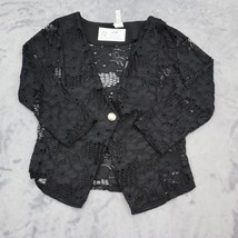 Style Shop Sweater Womens S Black Floral Lace Quarter Sleeve Casual Card... - £20.32 GBP