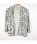 Chicos Cardigan Sweater Animal Print Metallic 3/4 Sleeve Gray Size 0 Small - €15,61 EUR