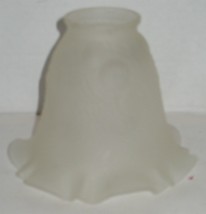Vintage Frosted White Glass Scalloped Edge Table Lamp Light Shade Part - £7.09 GBP