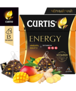 Curtis Black Tea ENERGY Ginger + Mango 15 Pyramids Made in Russia - $6.99