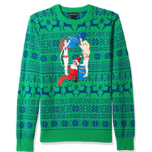 Alex Stevens Mens Drunk Elf Ugly Christmas Sweater, Green, Small - £16.28 GBP