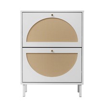 Rattan 2-Door Shoe Rack: Double Layer Storage for Hallway &amp; Living Room - $2,359.69 MXN