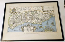 Antique Hand Coloured Map of Surrey by John Norden 1610  -  19&quot; x 13 1/8&quot; Frame - £45.58 GBP