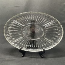 Vintage Heavy Glass Oval 5-Section Divided Dish Appetizer Serving Tray / Platter - £10.30 GBP