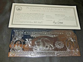 10 Dollar Buffalo Silver Leaf National Collector&#39;s Mint Certificate AA21-1021  - £47.92 GBP