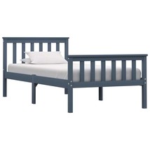 Bed Frame Grey Solid Pinewood 100x200 cm - £72.57 GBP