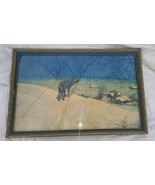 Vintage The Lone Wolf Framed Print Art Clipped Wood Frame - £67.67 GBP