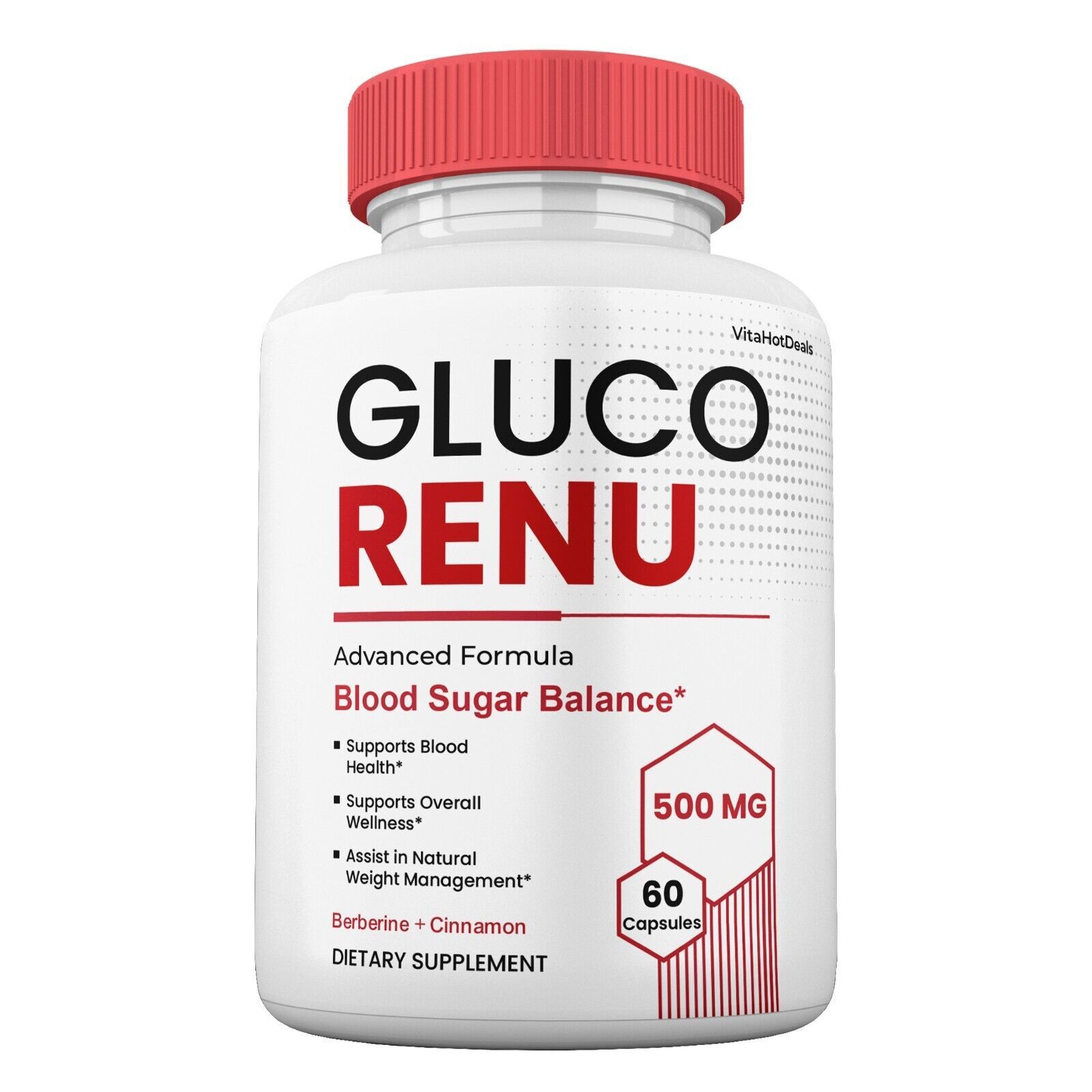 1 Pack Gluco Renu Capsules, Max Strength Formula, GlucoRenu Blood Supplement