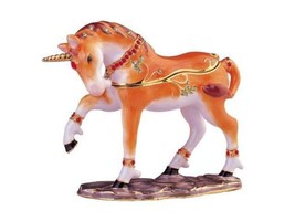 Jeweled Enameled Pewter Unicorn Red Hinged Trinket Ring Jewelry Box TerraCottage - £22.39 GBP