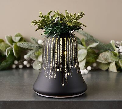 Illuminated Starry Night Bell w/ Leaves and Berries by Valerie in Black - $193.99